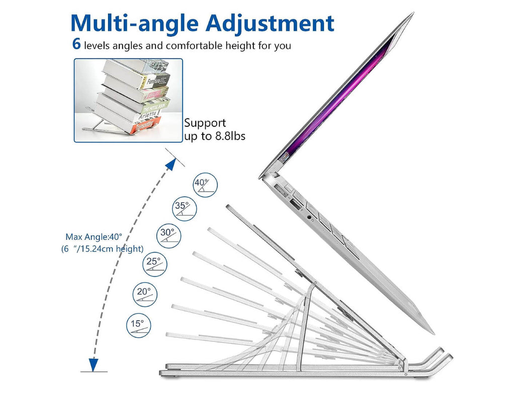 Adjustable Folding Aluminum Heat Dissipation Laptop Stand/Holder – Silver